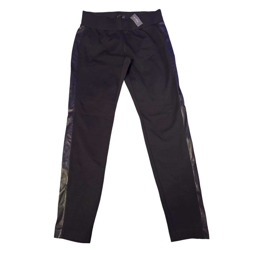 NEW The Limited Womens Black Faux Leather Trim Ponte Knit Leggings Pants, Size M
